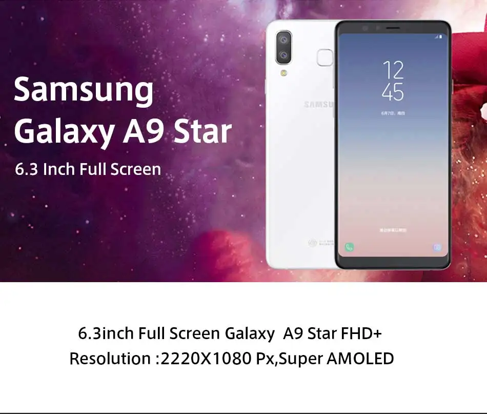 Мобильный телефон samsung Galaxy A9 Sta r G8850 4G LTE 6," 4 Гб ОЗУ 64 Гб ПЗУ Android 8,0 двойная тыловая камера 16 Мп+ 24 МП смартфон