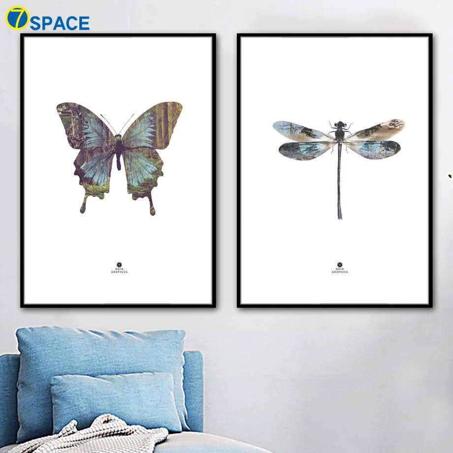 

Butterfly Dragonfly Forest Wall Art Canvas Painting Posters And Prints Nordic Poster Wall Pictures For Living Room Quadro Decor