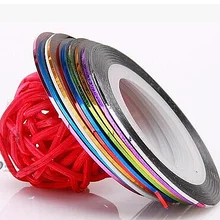 12 рулонов/партия Горячая DIY потрясающий Смешанная Nail Книги по искусству чередование линия клейкая лента металлическое украшение из пряжи Стикеры