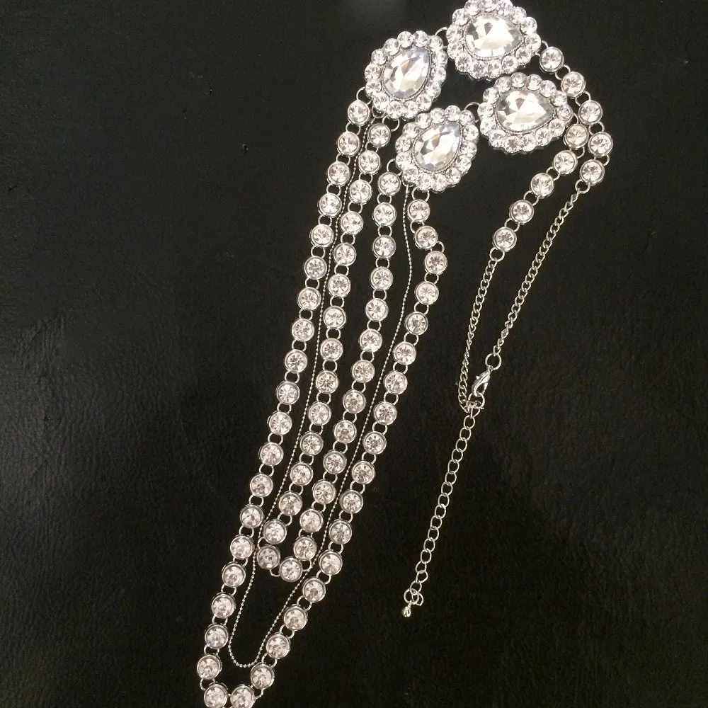 Потрясающий серебряный цвет кундан Диаманте Индийский Болливуд длинное ожерелье, Свадебный NK-200
