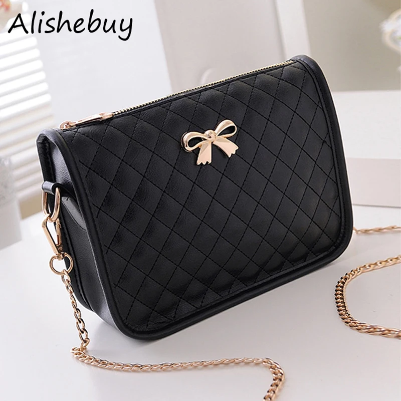 

New Women Rhombus Shoulder Bags Leather Casual Bowknot Messenger Bag Crossbody Bag Handbag Black White Pink Rose Bags SV022043