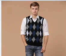 Neue Herbst Männer Argyle Casual V-ausschnitt Sleeveless Kaschmir-pullover Weste