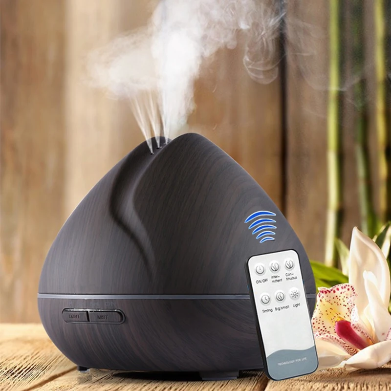 

550ML Remote Control Essential Oil Aroma Diffuser Wood Grain Aromatherapy Diffuser LED Lights For Home Ultrasonic Air Humidifier