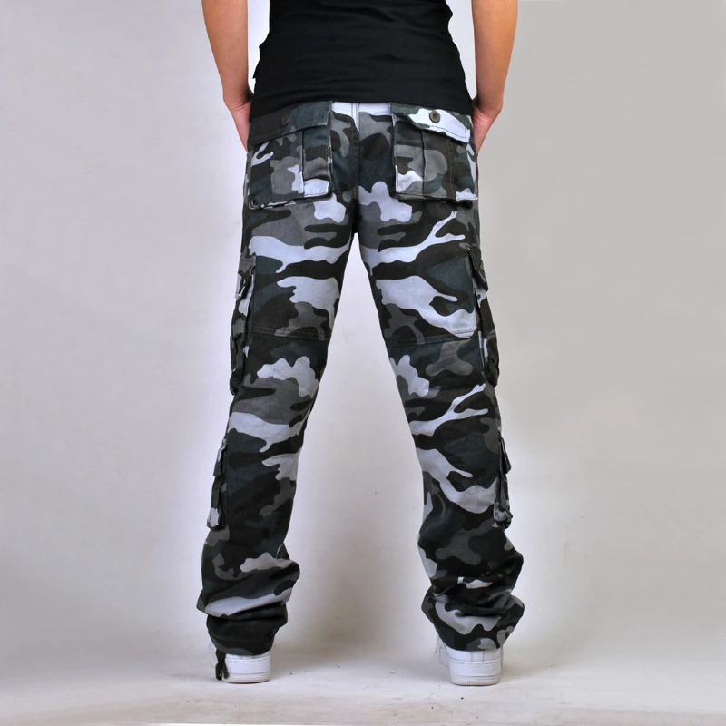 Тактические Мульти-карманные комбинезоны свободного размера плюс брюки карго военный Камуфляжный Стиль Полная длина 3 цвета мужские повседневные брюки