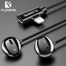 FLOVEME стерео бас наушники для iPhone XR XS зарядный кабель зарядное устройство адаптер для iPhone в уши Проводная игровая гарнитура MP3 наушники