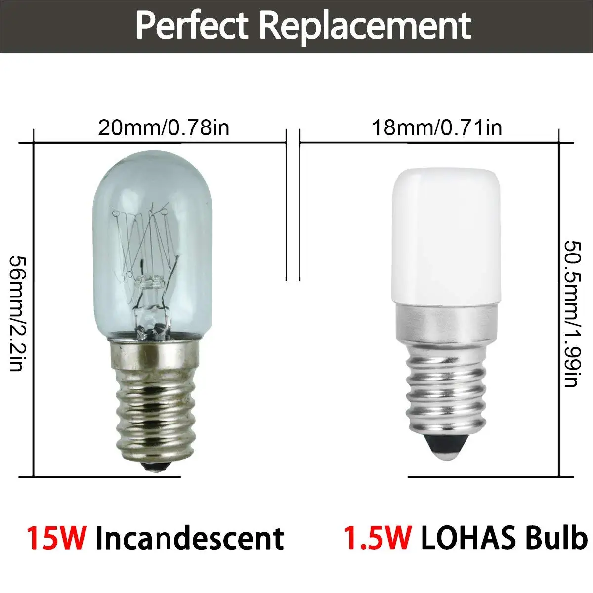 15-Watt Refrigerator Light Bulb, E14 Screw Base 2700K Replacement Tungsten  Light Bulb