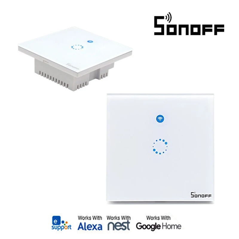 

Sonoff T1 EU Wifi smart Switch 1-3 Gang Touch/WiF/433 RF/APP Remote Smart Home Controller Work with Alexa/google home automation