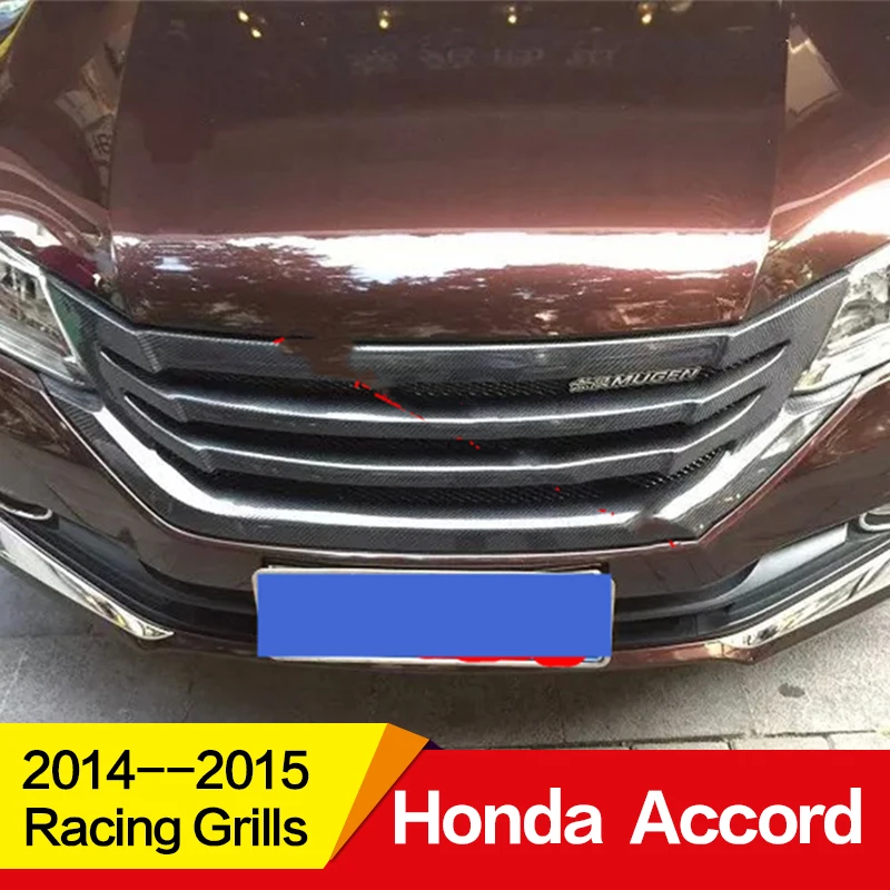 

Use for Honda Accord Racing Grills 2014 2015 Year carbon fibre Refitt Front Center Racing Grille Cover Accessories no car logo