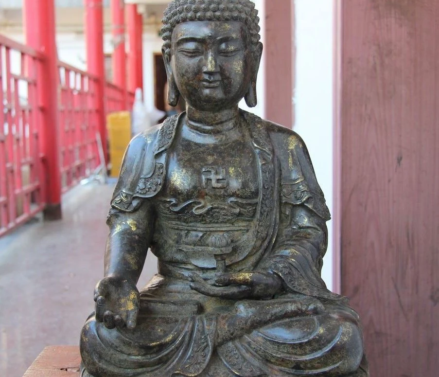 

18 Tibet Brozne Copper Buddhism Lotus Rulai Tathagata Sakyamuni Buddha Statue