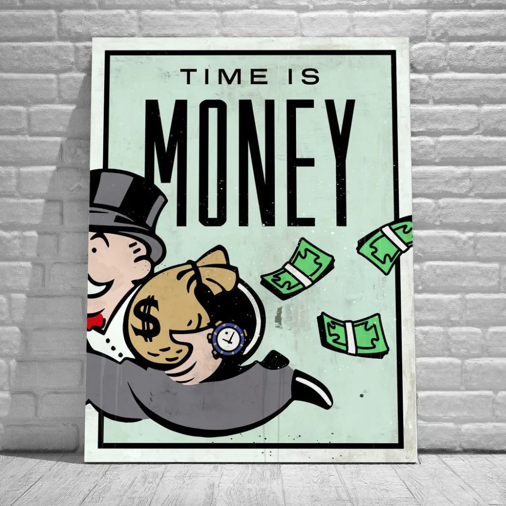 Алек монополия граффити ручной работы картина маслом на холсте &quotTime Is Money&quot