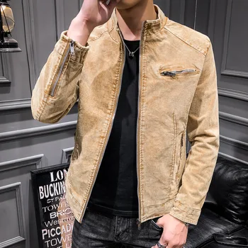 

HO new 2020 men denim jacket restoring ancient ways In the spring of youth casual jacket Pure color collar trend