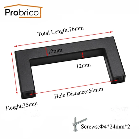 Probrico черная ручка для шкафа "~ 10" квадратная мебельная фурнитура из нержавеющей стали кухонные дверные ручки для шкафа ручки для ящика шкафа