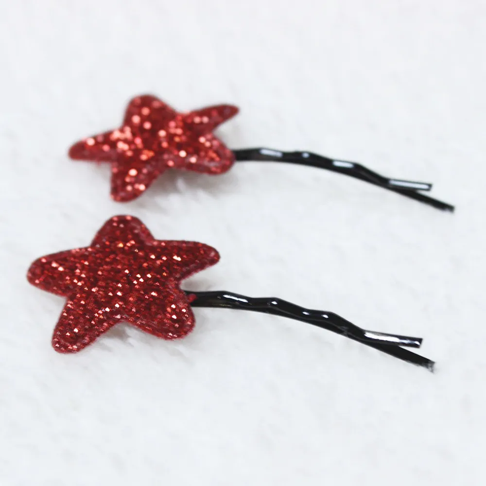 Girls Hair Pins 2PCS Hair Clips Girls Party Sequins Princess Star Leather Hair Style Buckle Hair Accessories For Girls Gift#39