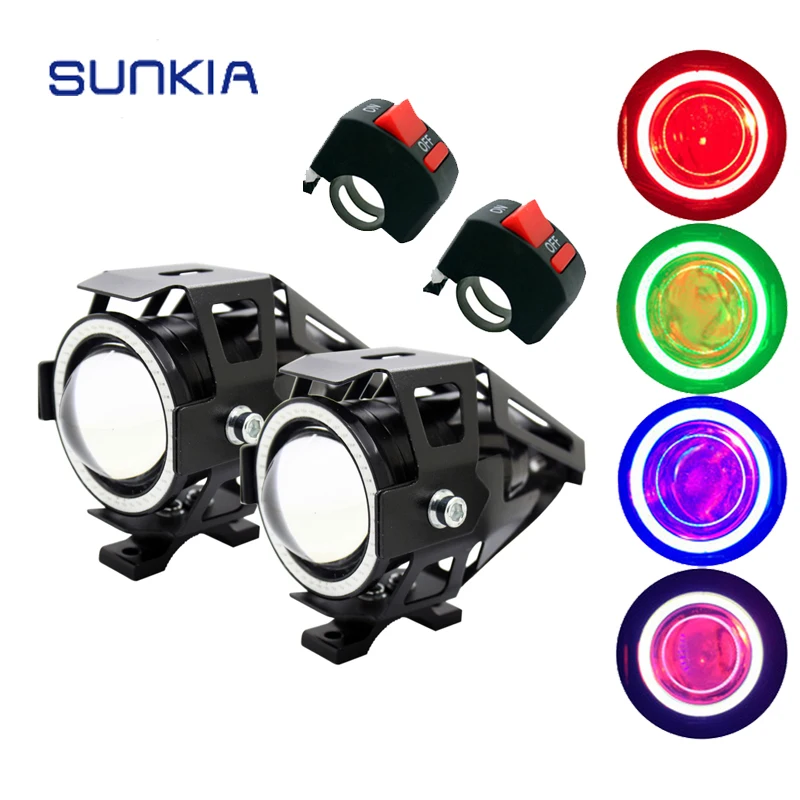 Светодиодный светильник для мотоцикла SUNKIA U7 2 шт./компл. с переключателем