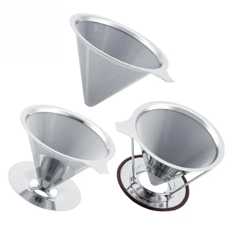 Stainless Steel Cone Coffee Filter Dripper Double Layer Mesh Coffee