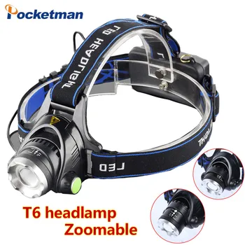 

LED Headlight T6 led headlamp zoom 18650 Head lights head lamp 2000lm XML-T6 zoomable lampe frontale LED flashlight