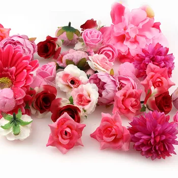 

Mix Style Colorful 50PC Decoration Flower Heads Artificial Silk Flowers Party Wedding Decoration Hair Accessories about 60g