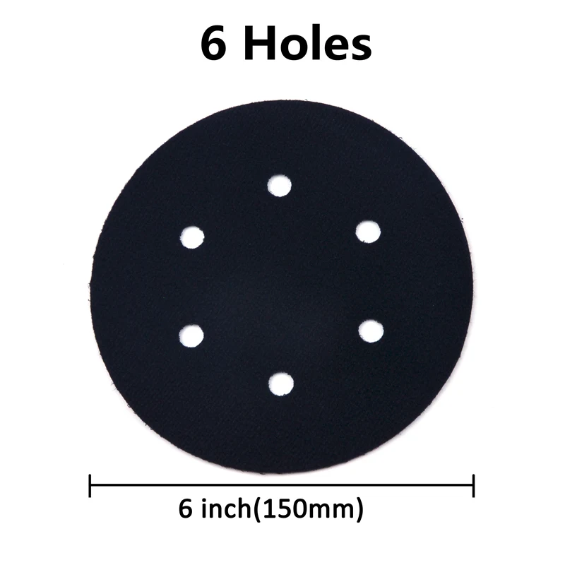 POLIWELL 1 шт. 6 ''150 мм отверстия ультра-тонкий интерфейс буферные площадки крюк и петля шлифовальный коврик защита самоклеющиеся абразивные материалы - Цвет: 6 inch 6 holes