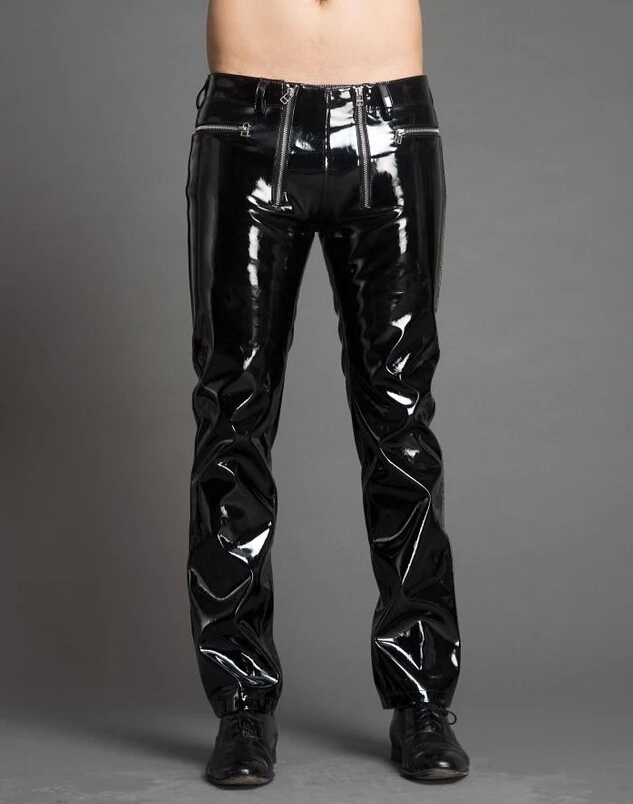 Горячее предложение мужские новые модные тонкие яркие окрашенные кожаные брюки на молнии мужские брюки мужские для певицы для сцены костюмы 29-39
