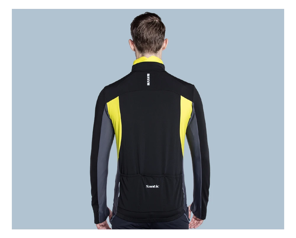 Мужские куртки для велоспорта Santic из нескольких тканей черно-желтого цвета, сохраняющие тепло, осенне-зимняя одежда для велоспорта KC6103Y