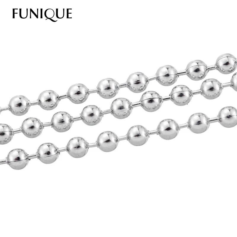 

FUNIQUE 10M Silver Tone Stainless Steel Ball Chains Findings 2.4mm Dia For Necklace Bracelet
