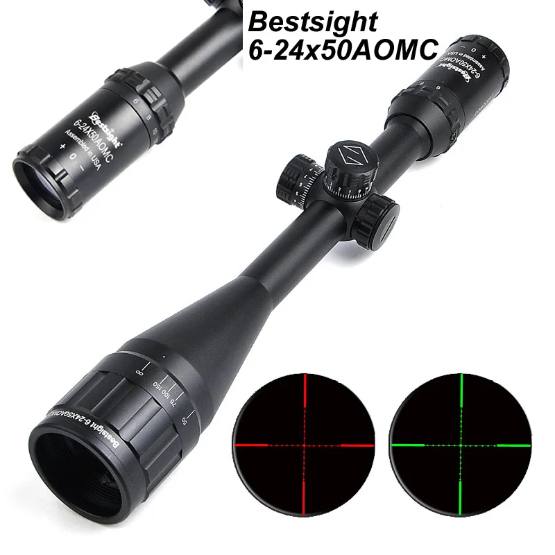 

Bestsight 6-24x50 AOMC Tactical Riflescope Hunting Scope Sight for Airsoft Gun with Free Mounts