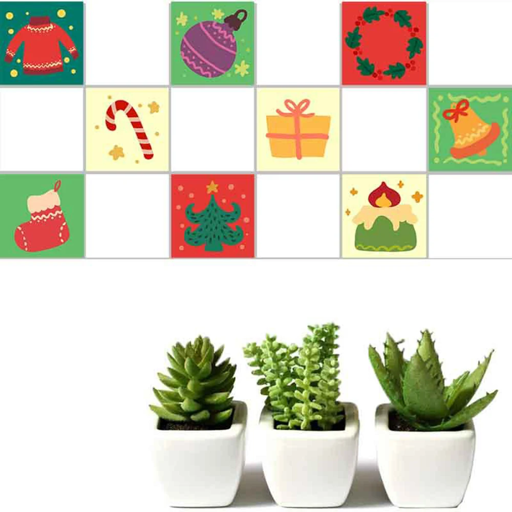 

20PCS/SET PVC Christmas DIY Waterproof Self Adhesive European Tile Sticker Vintage Flower Sticker SD008