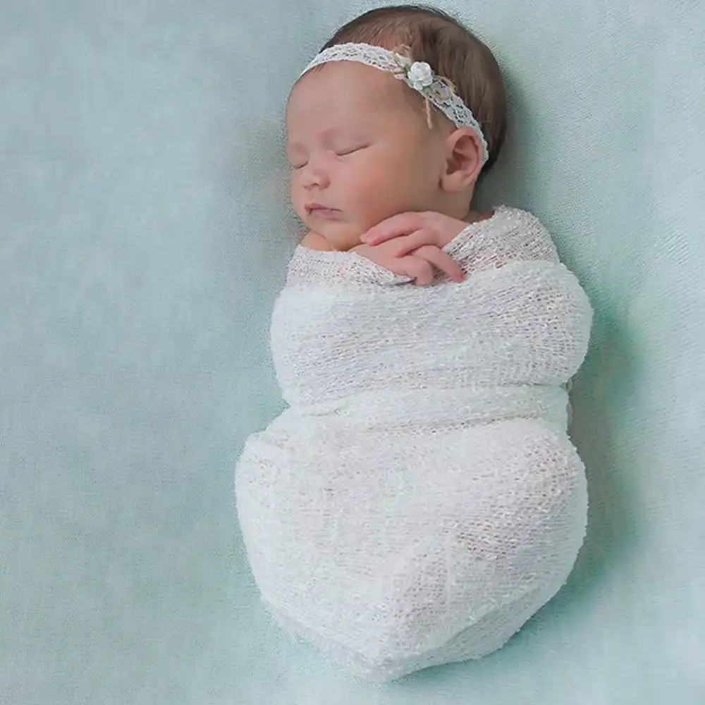 on brand Wuderland Neugeborene Stretch Knit Solide Wrap Baby-Fotografie Props Baby-Fotografie Props Decke Infant Foto Shooting Basket Stuffer Swaddle