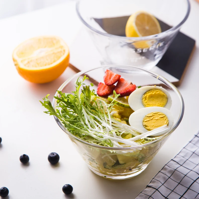 Creative home kitchen Europe Style French Print glass bowls cute round salad bowl glass