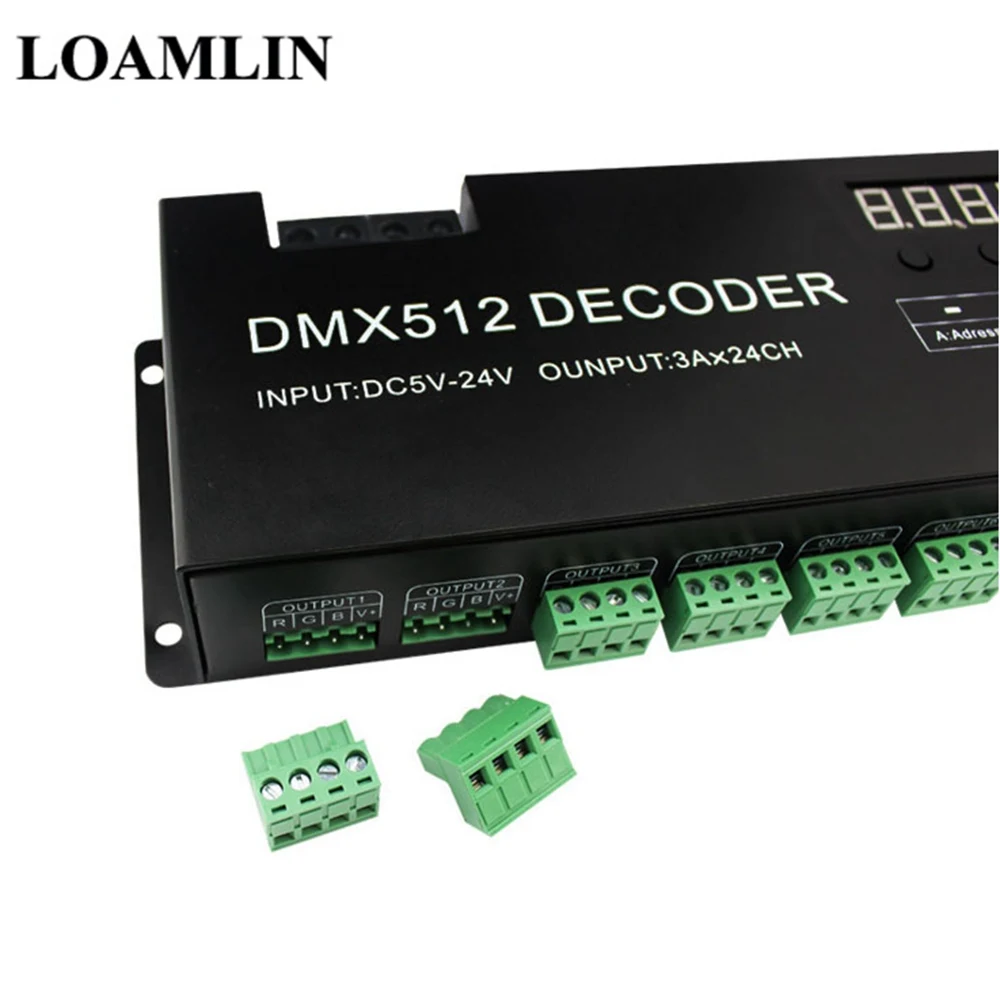 DMX512 декодер RGB светодиодный 3A* 24 канала транспорматор led-переключателя для RGB одиночный светодиодный свет полосы DC5-24V DMX512 диммер