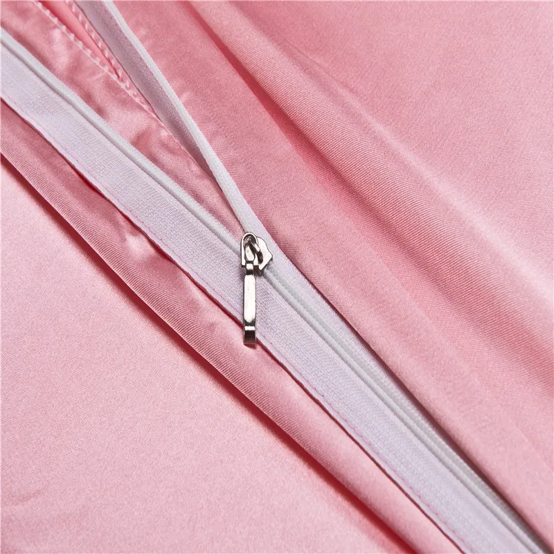 Роскошное светло розовое шелковое постельное белье Семейный комплект