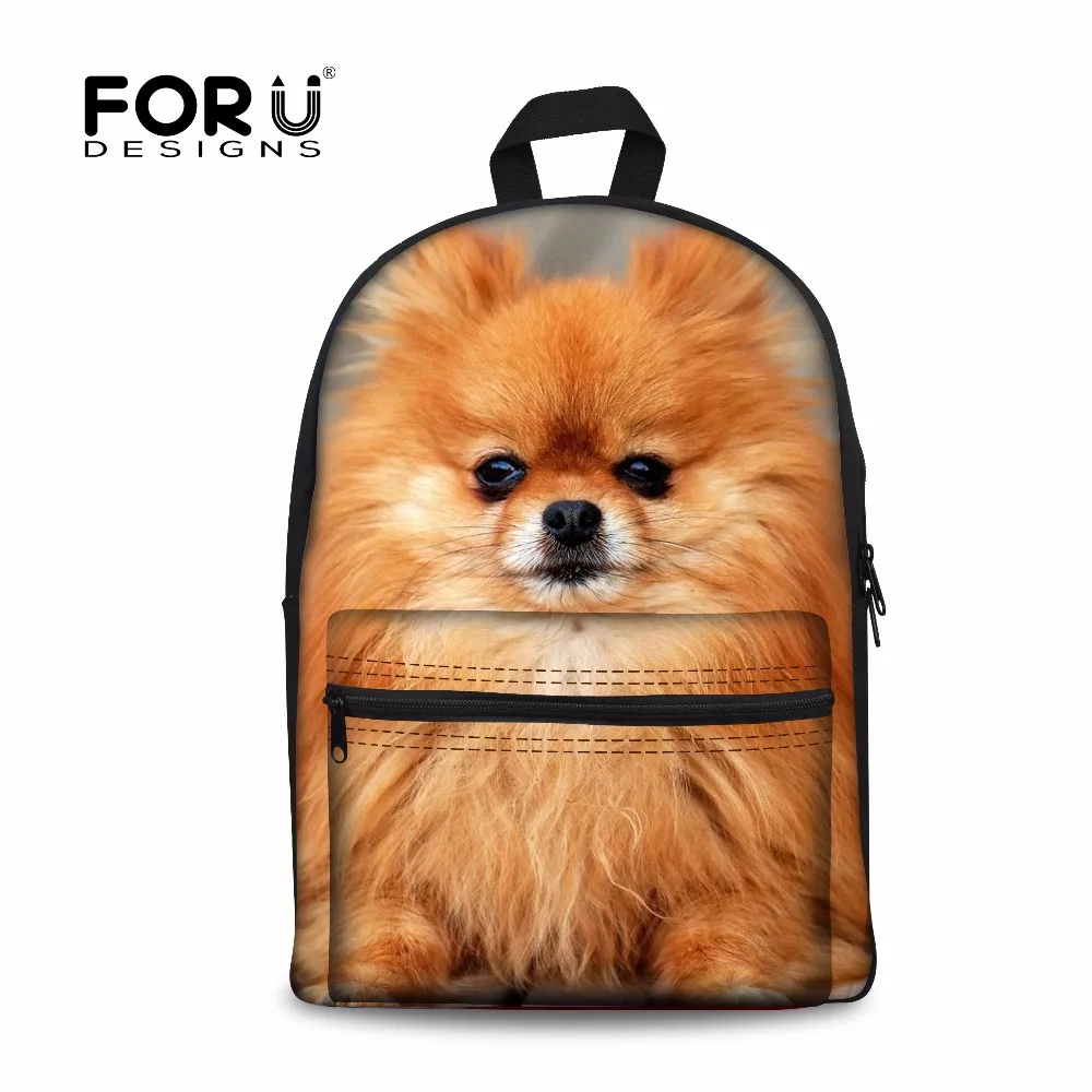 FORUDESIGNS/Модная студенческая школьная сумка для девочек-подростков, 3D Померанская собака, детская книга, школьный рюкзак, женский рюкзак на плечо, Mochilas