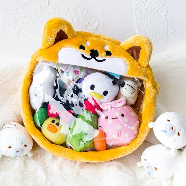 

Lovely Children Student Doll Carrying itabag BJD Dolls Bag Cartoon Animi Corgi Dog Transparent Girls Shoulder Plush Bags mkd3