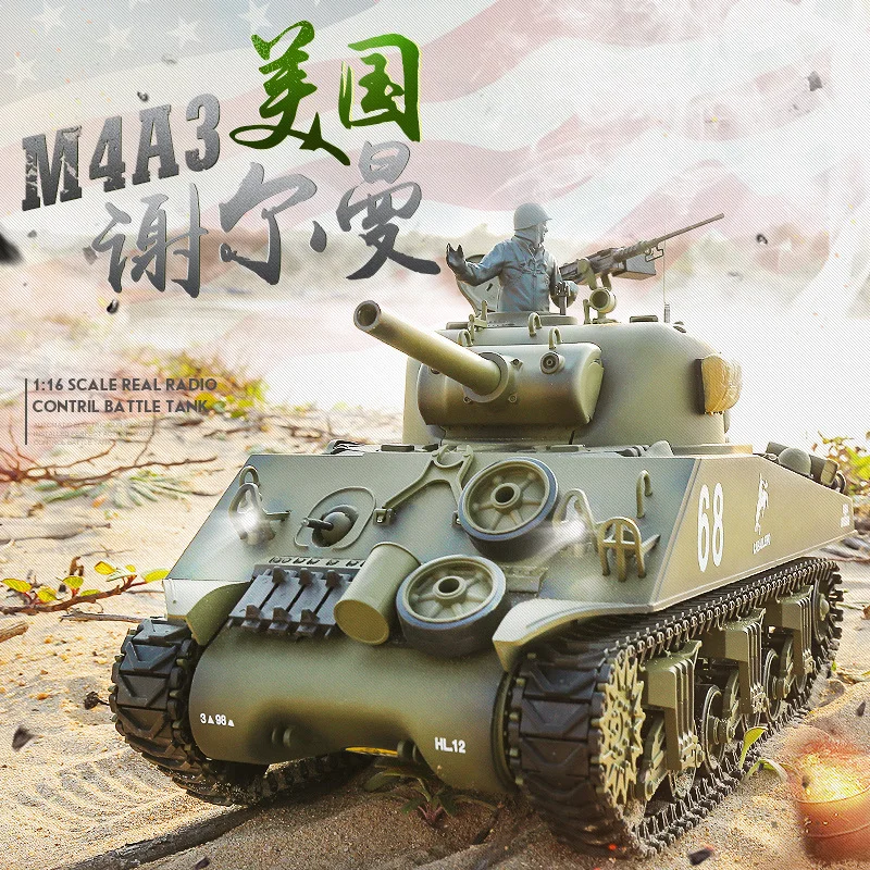 Toys & Games Heng Long Radio Remote Control RC M4A3 Sherman Tank 116th Scale Ready to Run HL
