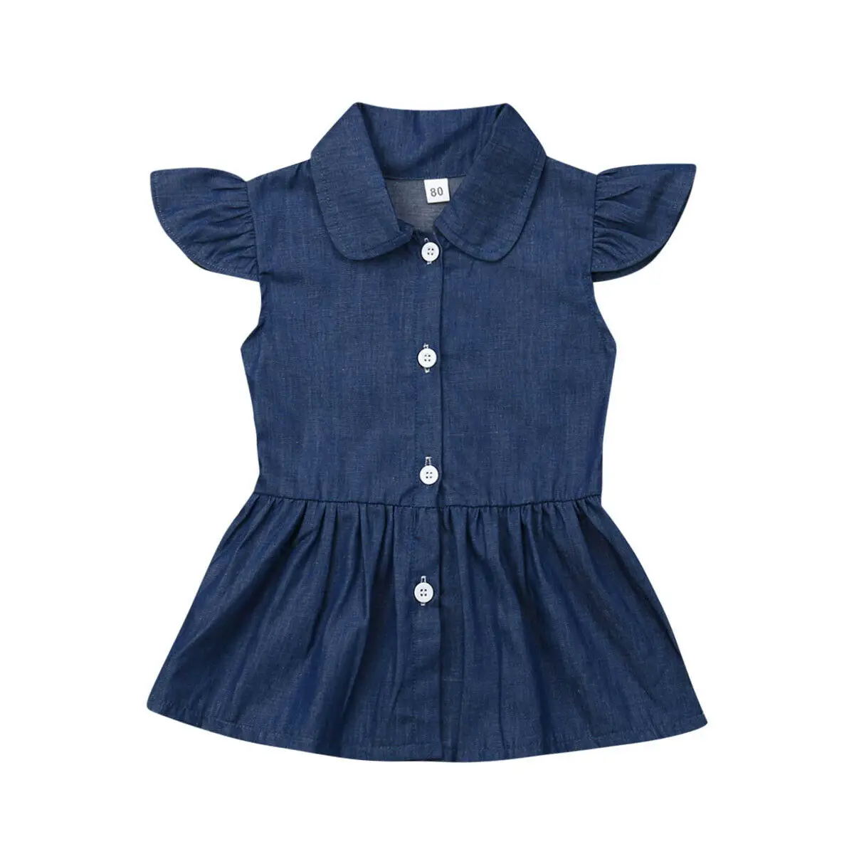 

Fashion New Toddler Kids Baby Girl Fly Sleeve Denim Dress Holiday Party Casual Jeans Mini Dresses Sundress Clothes