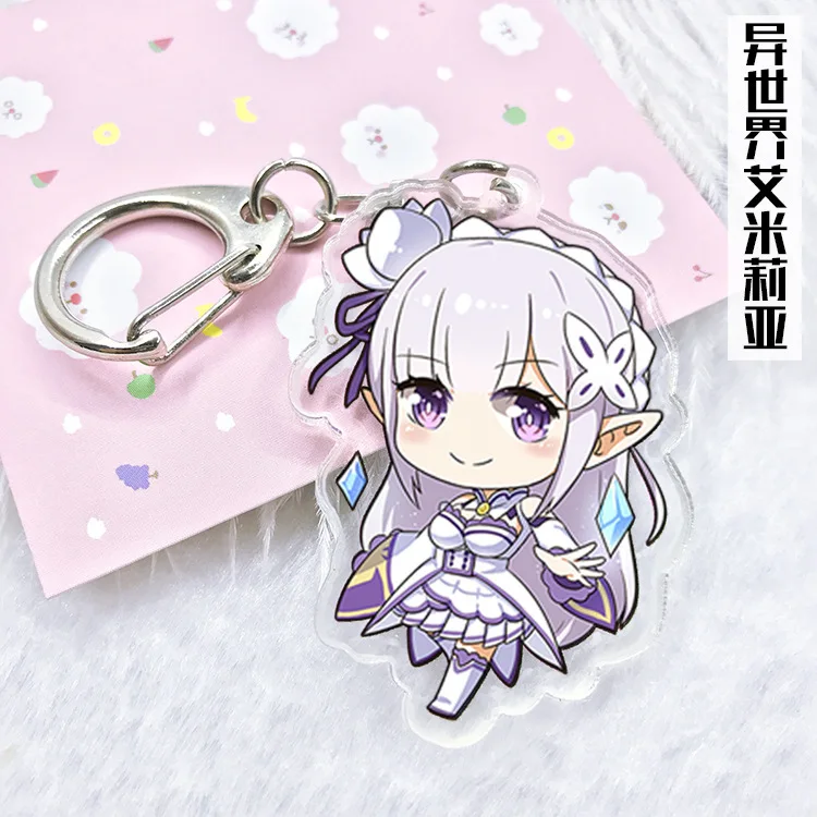 

Anime Keychain Anime Re:Zero Kara Hajimeru Isekai Seikatsu Rezero Rem Ram cameltoe Doubleside Print Keychain Keyrings