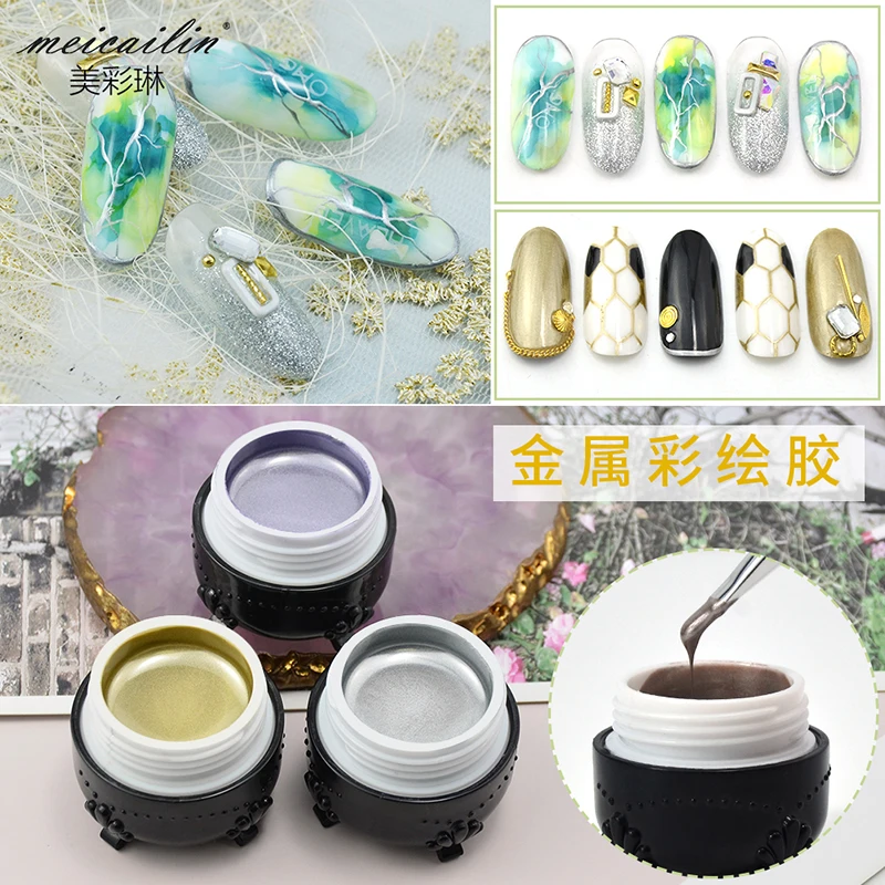 Decorações de Arte Unha Pintura Polonês Gel Laca Verniz uv Led Soak Off 3d Glitter Metallic Unhas Cola Pintado Faça Você Mesmo Manicure 8 ml 6 Beleza e saúde