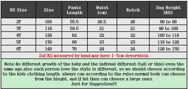 Size chart