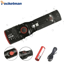 Lanterna Led portátil USB Recarregável luz do Flash com usb XML T6 3-Modos de Lanterna Ajustável torch para 18650 bateria