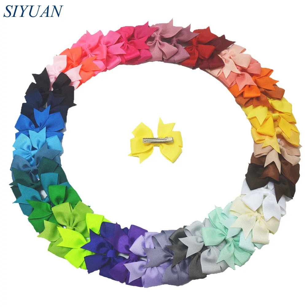 

40pcs/lot 3" Grosgrain Ribbon Hair Bow WITH Clip Little Girl Fashion Hairpin 40 Colors for Choose Knot Photography Props FC11