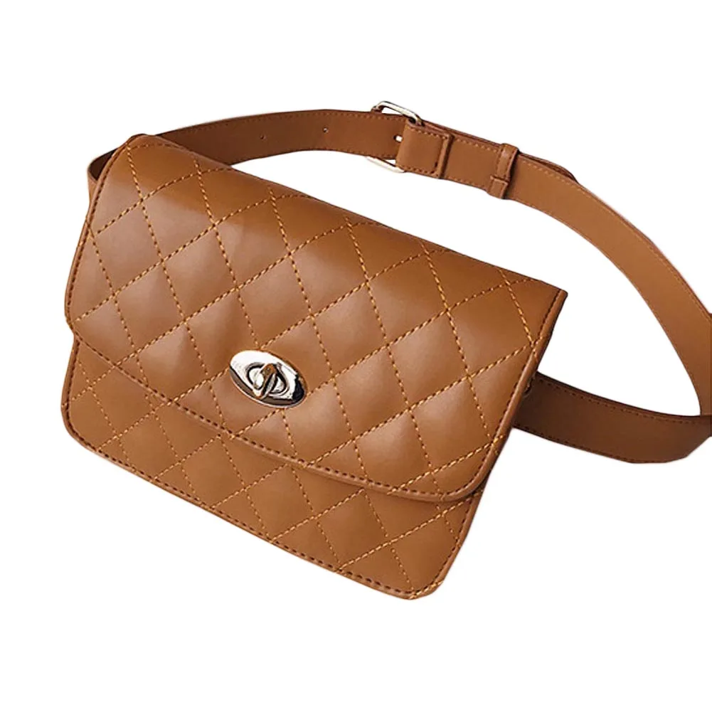 Hot sale women waist bags High quality PU leather lattice belt bags