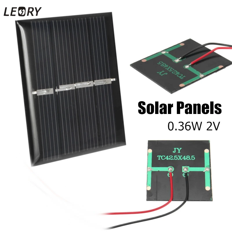 

LEORY 2pcs 0.36W 2V Mini Polycrystalline Solar Panels DIY Battery Charger Solar Cells Module Kits For 1.2V Battery