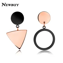 NEWBUY, высокое качество, серьги из нержавеющей стали, ювелирные изделия, черный/розовый треугольник золотого цвета, круглая форма, массивные серьги для женщин