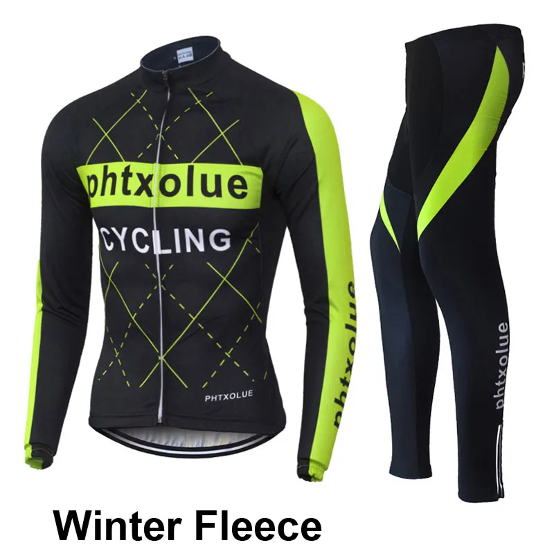 Phtxolue зима Термальность флис Велосипедная Форма одежда велосипед MTB майки велонаборы Для Мужчин's Велоспорт Джерси наборы для ухода за кожей QY069 - Цвет: 12