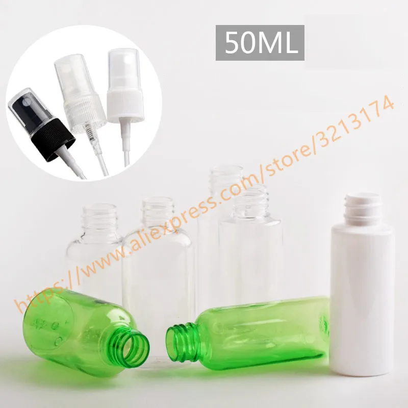 

50ml pretty colors PET mini/samples bottle with plastic sprayer.mist PET bottle. travel refillable perfume container