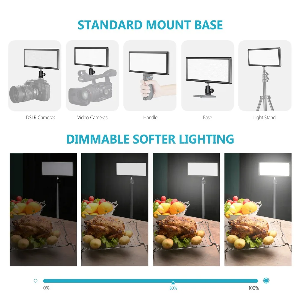  Neewer Photography Super Slim Bi-color Dimmable LED Video Light with LCD Display - 32881736958