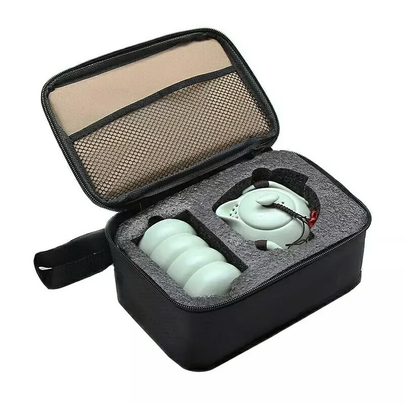

1 pot 4 cups Travel Bag The Ding kiln Tea Sets Portable Travel Tea Set Quick Cup Tea Pot Kettle Gaiwan Kung Fu Tea Sets