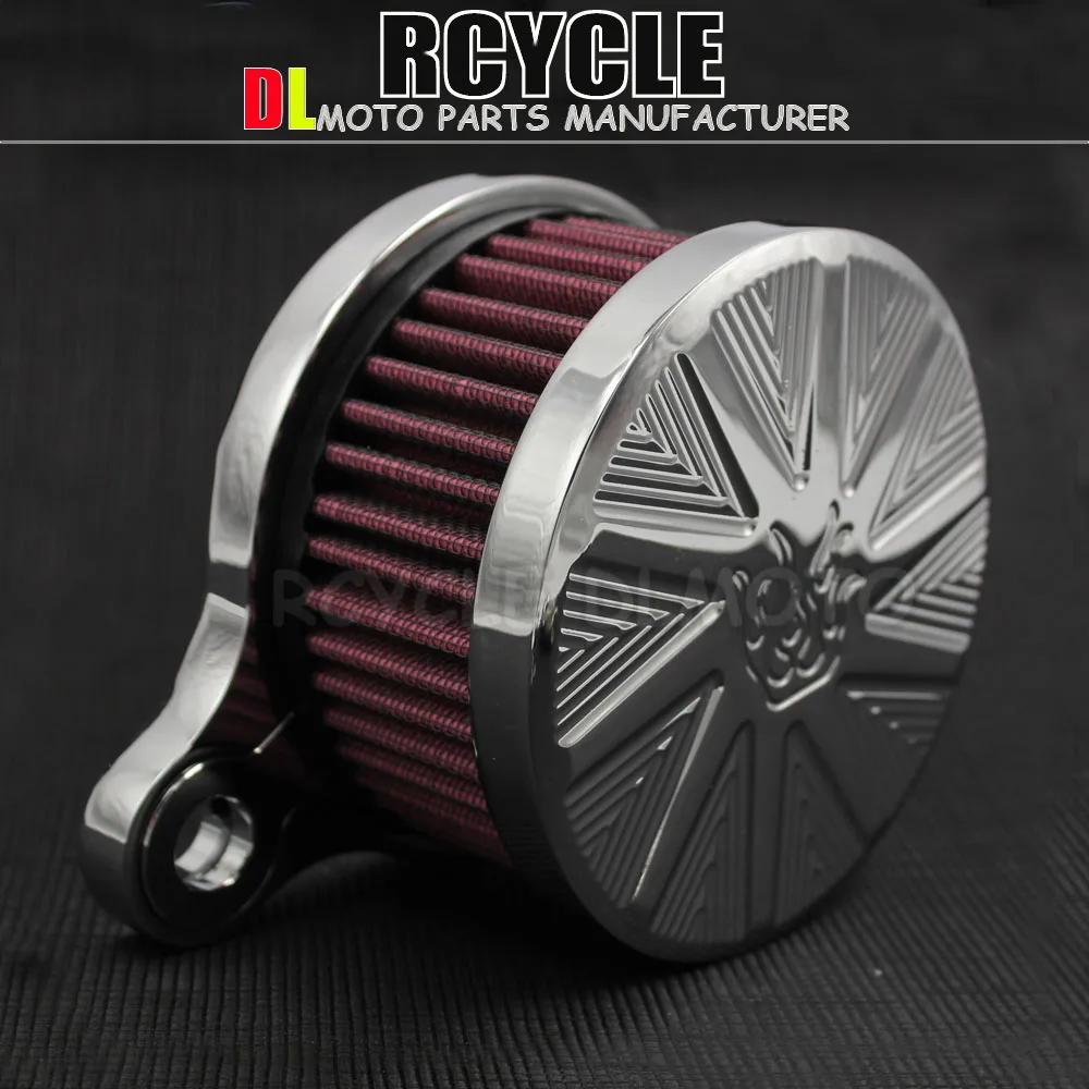 3D Skull Motorcycle Air Filter Chrome Air Cleaner Intake Filter System
