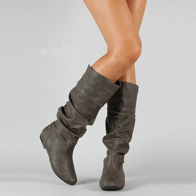 VTOTA/Сапоги до колена в стиле панк женские непромокаемые сапоги уличная резиновая водонепроницаемая обувь для женщин, большие размеры 35-43, ботинки Мартин - Цвет: Серый