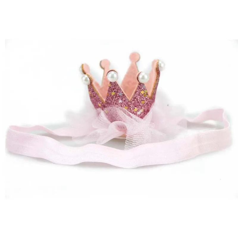 pink Корона; повязка на голову для маленьких девочек; аксессуары; лента для волос для девочек; блестящая детская диадема принцессы; повязка на голову; эластичная лента; головной убор - Цвет: pink